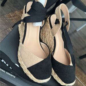 INC International Concepts Black and Tan Espadrilles